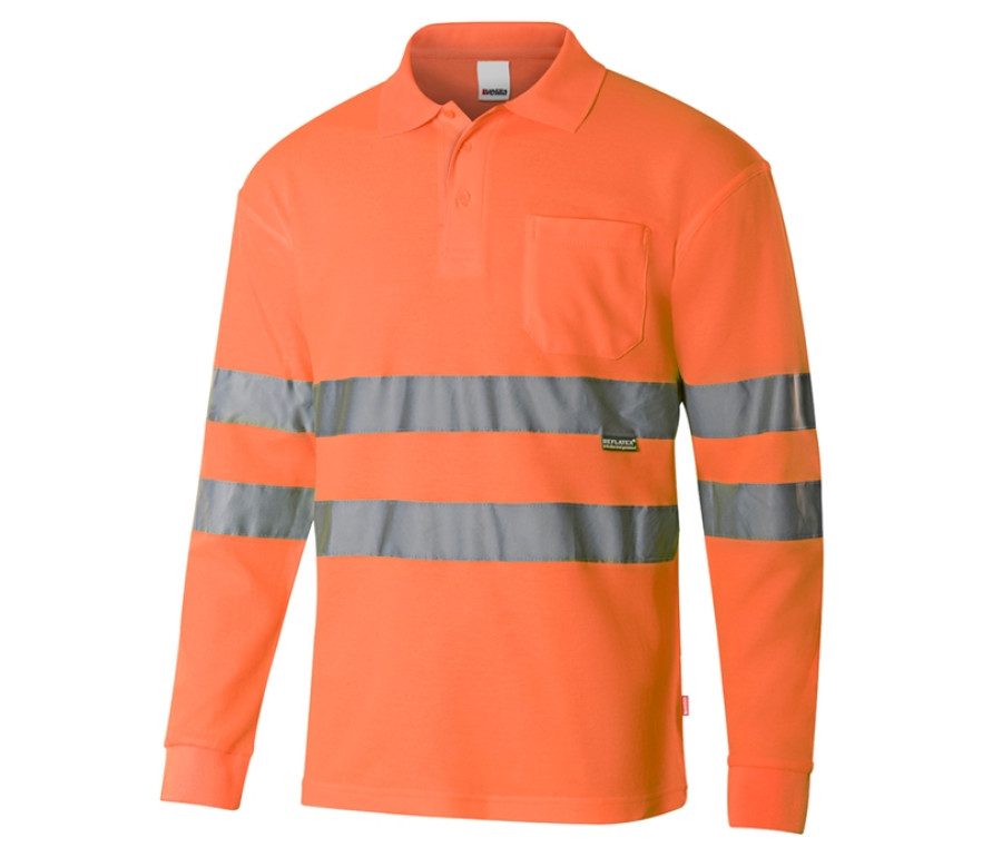 Velilla High Visibility Ls Cotton Polo Shirt P305514 bedrucken