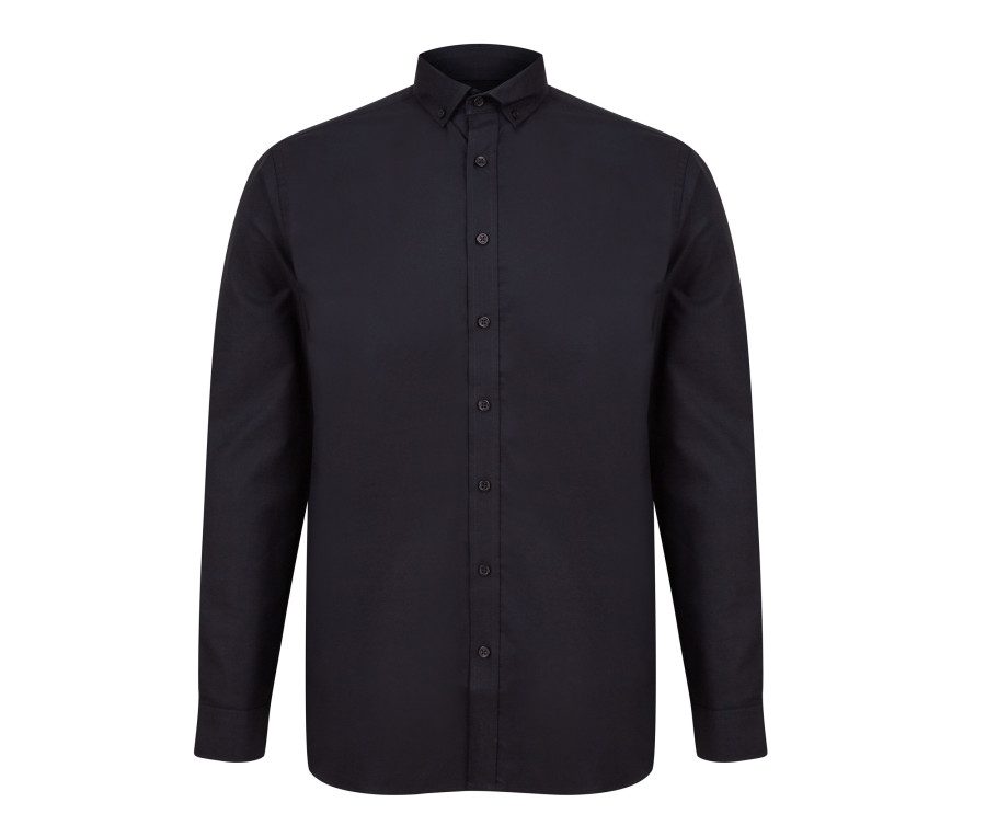 Henbury Modern Oxford Long Sleeved Shirt - Classic Fit H512C bedrucken