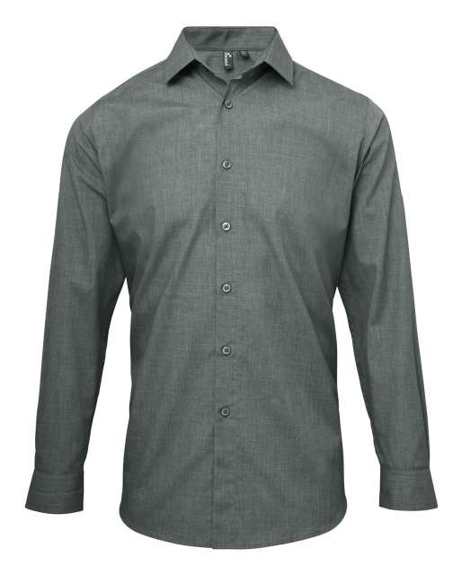 Premier Men's Cross-Dye Roll Sleeve Poplin Bar Shirt bedrucken