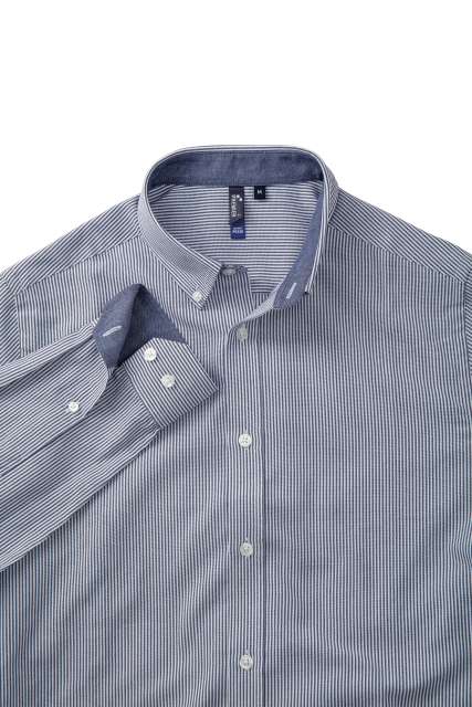Premier Men’s Cotton Rich Oxford Stripes Shirt bedrucken