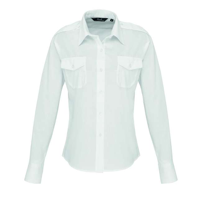 Premier Women's Long Sleeve Pilot Shirt bedrucken