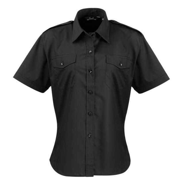 Premier Women's Short Sleeve Pilot Shirt bedrucken