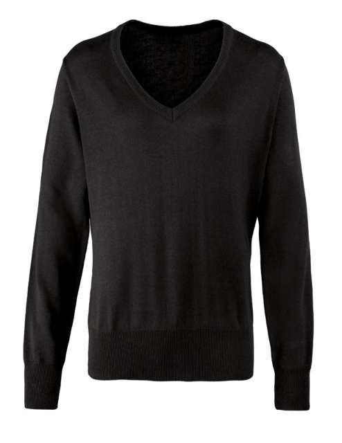 Premier Women's Knitted V-Neck Sweater bedrucken
