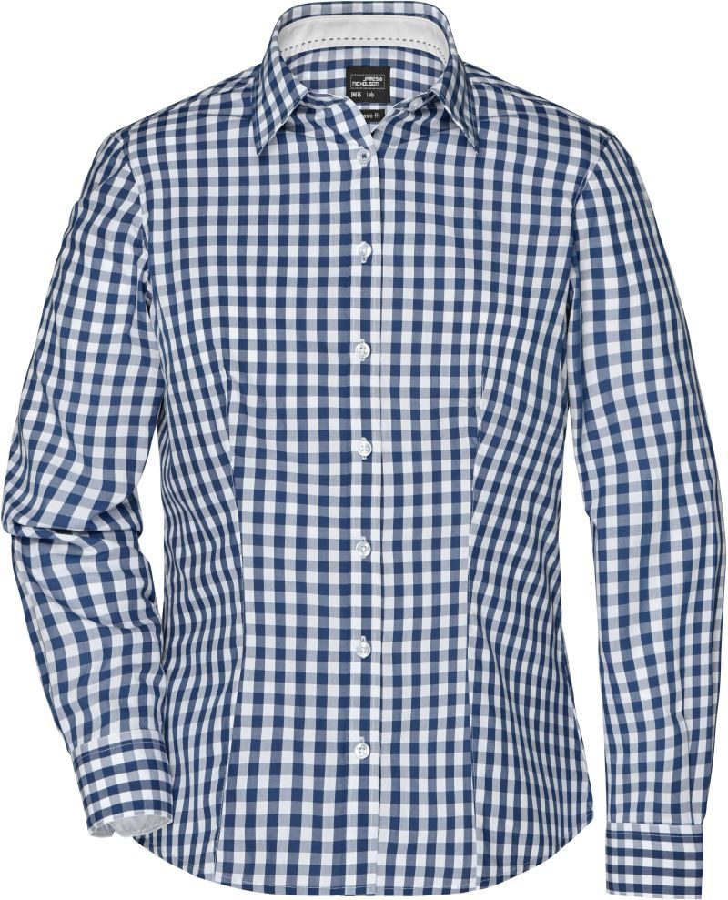Daiber Popeline Karo Bluse langarm JN 616 bedrucken