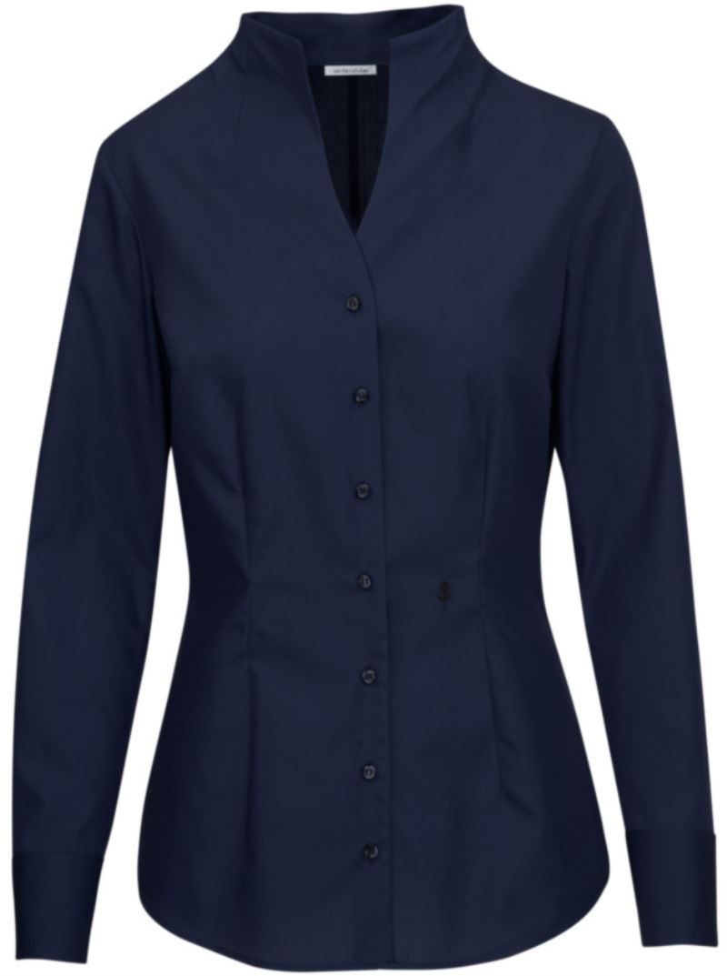 Seidensticker Popeline Bluse mit Kelchkragen langarm Chalice Blouse Slim LSL bedrucken