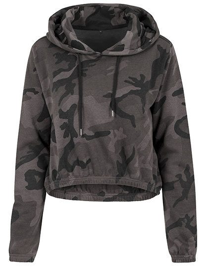 Build Your Brand Ladies Camo Cropped Hoody BY065 bedrucken