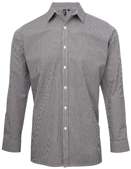 Premier Workwear Men´s Microcheck (Gingham) Long Sleeve Cotton Shirt PR220 bedrucken