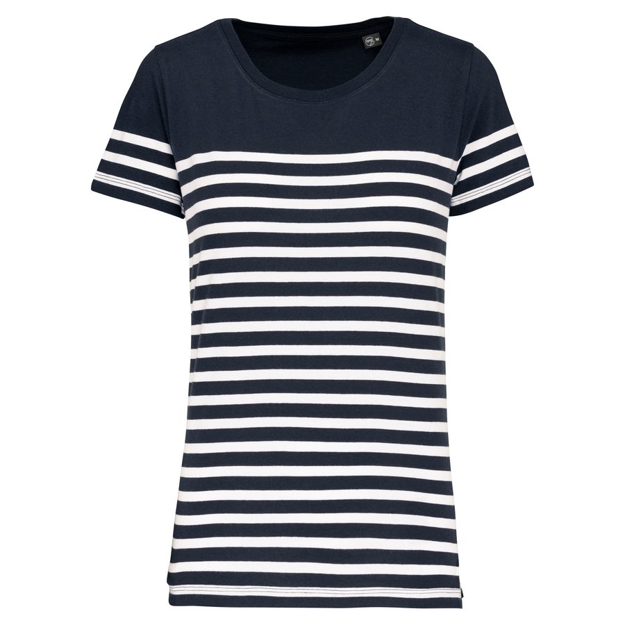 Kariban T-Shirt im Marine-Stil mit Rundhalsausschnitt Bio Damen K3034 bedrucken